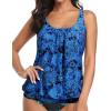 imageYonique Womens Blouson Tankini Top No Bottom Loose Fit Swim Top Modest Tank TopBlue Paisley 01