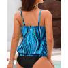 imageYonique Womens Blouson Tankini Top No Bottom Loose Fit Swim Top Modest Tank TopBlue Wavy Pattern