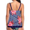 imageYonique Womens Blouson Tankini Top No Bottom Loose Fit Swim Top Modest Tank TopBlue White Floral Striped