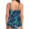 imageYonique Womens Blouson Tankini Top No Bottom Loose Fit Swim Top Modest Tank TopBlue and Leaves