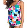 imageYonique Womens Blouson Tankini Top No Bottom Loose Fit Swim Top Modest Tank TopColor Block
