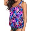 imageYonique Womens Blouson Tankini Top No Bottom Loose Fit Swim Top Modest Tank TopColorful Leaves