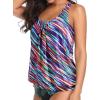 imageYonique Womens Blouson Tankini Top No Bottom Loose Fit Swim Top Modest Tank TopColorful Stripe