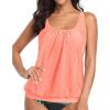 imageYonique Womens Blouson Tankini Top No Bottom Loose Fit Swim Top Modest Tank TopFlesh Pink