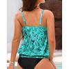 imageYonique Womens Blouson Tankini Top No Bottom Loose Fit Swim Top Modest Tank TopGreen Paisley
