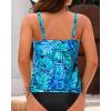 imageYonique Womens Blouson Tankini Top No Bottom Loose Fit Swim Top Modest Tank TopLight Blue and Leaves