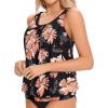 imageYonique Womens Blouson Tankini Top No Bottom Loose Fit Swim Top Modest Tank TopPink Floral
