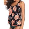 imageYonique Womens Blouson Tankini Top No Bottom Loose Fit Swim Top Modest Tank TopPink Floral
