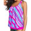 imageYonique Womens Blouson Tankini Top No Bottom Loose Fit Swim Top Modest Tank TopPink and Stripe