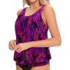imageYonique Womens Blouson Tankini Top No Bottom Loose Fit Swim Top Modest Tank TopPurple Leaf