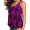 imageYonique Womens Blouson Tankini Top No Bottom Loose Fit Swim Top Modest Tank TopPurple Leaf