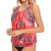 imageYonique Womens Blouson Tankini Top No Bottom Loose Fit Swim Top Modest Tank TopRed Floral