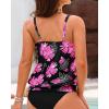 imageYonique Womens Blouson Tankini Top No Bottom Loose Fit Swim Top Modest Tank TopRose Pink Floral