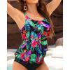 imageYonique Womens Blouson Tankini Top No Bottom Loose Fit Swim Top Modest Tank TopTropical Floral