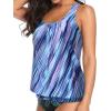 imageYonique Womens Blouson Tankini Top No Bottom Loose Fit Swim Top Modest Tank TopTwill and Light Blue