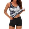 imageYonique 2 Piece Tankini Swimsuits for Women with Boy Shorts Athletic Swim Tank Top Bathing SuitsBlack