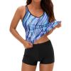 imageYonique 2 Piece Tankini Swimsuits for Women with Boy Shorts Athletic Swim Tank Top Bathing SuitsBlue  Purple Stripe