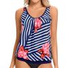 Blue White Floral Striped