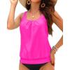 imageYonique Womens Blouson Tankini Top No Bottom Loose Fit Swim Top Modest Tank TopPink
