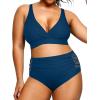 imageYonique Womens Plus Size Bikini High Waisted Swimsuits Two Piece Bathing Suits Tummy Control Swimwear02 Blue