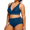 imageYonique Womens Plus Size Bikini High Waisted Swimsuits Two Piece Bathing Suits Tummy Control Swimwear02 Blue