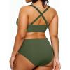 imageYonique Womens Plus Size Bikini High Waisted Swimsuits Two Piece Bathing Suits Tummy Control SwimwearArmy Green