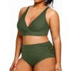 imageYonique Womens Plus Size Bikini High Waisted Swimsuits Two Piece Bathing Suits Tummy Control SwimwearArmy Green