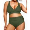 imageYonique Womens Plus Size Bikini High Waisted Swimsuits Two Piece Bathing Suits Tummy Control SwimwearArmy Green