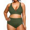 imageYonique Womens Plus Size Bikini High Waisted Swimsuits Two Piece Bathing Suits Tummy Control SwimwearArmy Green
