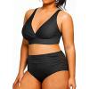 imageYonique Womens Plus Size Bikini High Waisted Swimsuits Two Piece Bathing Suits Tummy Control SwimwearBlack