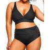 imageYonique Womens Plus Size Bikini High Waisted Swimsuits Two Piece Bathing Suits Tummy Control SwimwearBlack