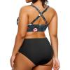 imageYonique Womens Plus Size Bikini High Waisted Swimsuits Two Piece Bathing Suits Tummy Control SwimwearBlack Floral2