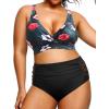 imageYonique Womens Plus Size Bikini High Waisted Swimsuits Two Piece Bathing Suits Tummy Control SwimwearBlack Floral2
