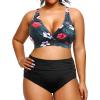 imageYonique Womens Plus Size Bikini High Waisted Swimsuits Two Piece Bathing Suits Tummy Control SwimwearBlack Floral2