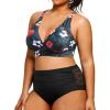 imageYonique Womens Plus Size Bikini High Waisted Swimsuits Two Piece Bathing Suits Tummy Control SwimwearBlack Floral2
