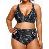 imageYonique Womens Plus Size Bikini High Waisted Swimsuits Two Piece Bathing Suits Tummy Control SwimwearBlack Marbling Print