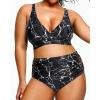 imageYonique Womens Plus Size Bikini High Waisted Swimsuits Two Piece Bathing Suits Tummy Control SwimwearBlack Marbling Print