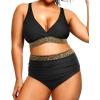 imageYonique Womens Plus Size Bikini High Waisted Swimsuits Two Piece Bathing Suits Tummy Control SwimwearBlack Weave