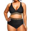 imageYonique Womens Plus Size Bikini High Waisted Swimsuits Two Piece Bathing Suits Tummy Control SwimwearBlack Weave