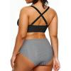 imageYonique Womens Plus Size Bikini High Waisted Swimsuits Two Piece Bathing Suits Tummy Control SwimwearBlack and Stripes