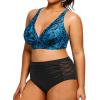 imageYonique Womens Plus Size Bikini High Waisted Swimsuits Two Piece Bathing Suits Tummy Control SwimwearBlue Paisley