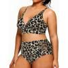 imageYonique Womens Plus Size Bikini High Waisted Swimsuits Two Piece Bathing Suits Tummy Control SwimwearLeopard 01