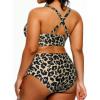 imageYonique Womens Plus Size Bikini High Waisted Swimsuits Two Piece Bathing Suits Tummy Control SwimwearLeopard 01
