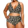 imageYonique Womens Plus Size Bikini High Waisted Swimsuits Two Piece Bathing Suits Tummy Control SwimwearLeopard 01