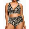 imageYonique Womens Plus Size Bikini High Waisted Swimsuits Two Piece Bathing Suits Tummy Control SwimwearLeopard 01