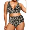 imageYonique Womens Plus Size Bikini High Waisted Swimsuits Two Piece Bathing Suits Tummy Control SwimwearLeopard 01