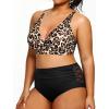 imageYonique Womens Plus Size Bikini High Waisted Swimsuits Two Piece Bathing Suits Tummy Control SwimwearLeopard and Black
