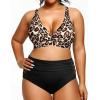 imageYonique Womens Plus Size Bikini High Waisted Swimsuits Two Piece Bathing Suits Tummy Control SwimwearLeopard and Black