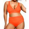 imageYonique Womens Plus Size Bikini High Waisted Swimsuits Two Piece Bathing Suits Tummy Control SwimwearNeon Orange
