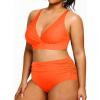 imageYonique Womens Plus Size Bikini High Waisted Swimsuits Two Piece Bathing Suits Tummy Control SwimwearNeon Orange